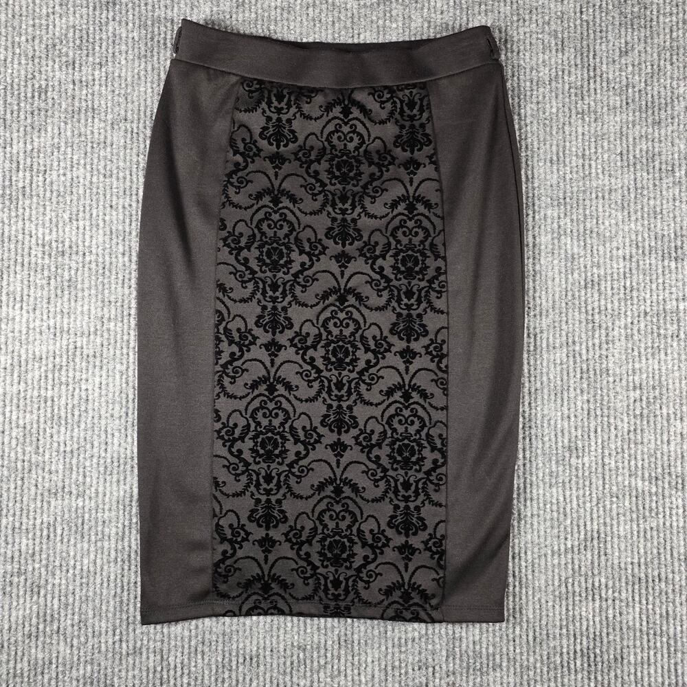 Joe B Black Damask Flocked Pencil Skirt Stretch Career Women’s Medium